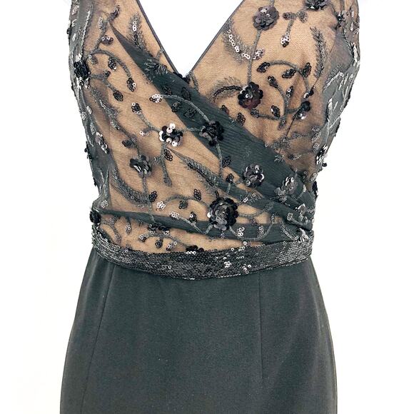 DRESS THE POPULATION Giulia Sequin Bodice Sheath Midi Dress Small Black/Tan NWOT - Picture 5 of 8